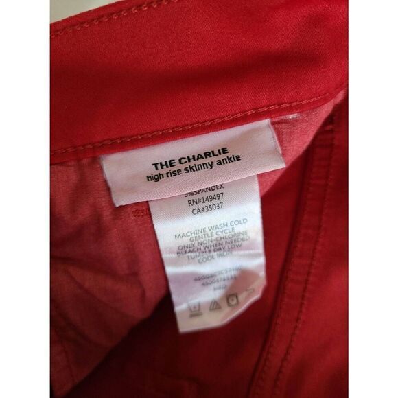 Joe's The Charlie High Rise Coated Ankle Skinny Denim Jeans Ruby Red Size 24 NWT - Picture 9 of 10